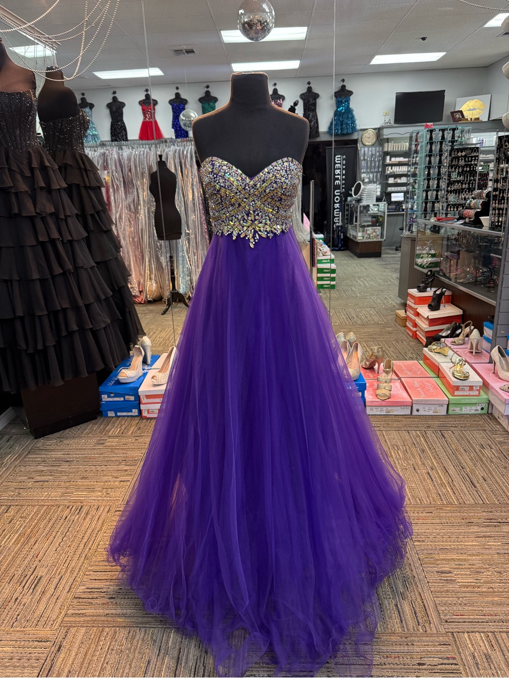 Blush Sz-6 5426 Purple Strapless Pageant Formal Prom Dress